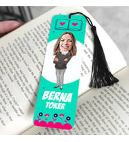 Harika Kadın Karikatürlü Püsküllü Kitap Ayracı