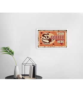 BK Home Coffee Tasarımlı Dekoratif Ahşap Beyaz Çerçeveli Tablo-35