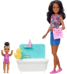 Barbie Bebek Bakıcısı Bebeği Minik Bebekler Ve Banyo Aksesuarları Oyun Seti Fxh06