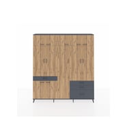 Arges Dolap 11 Raflı 4 Çekmeceli 2 Askılı 220x30x243 Antrasit-Çam/Antrasit
