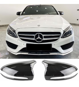 Mercedes C W205 Batman Yarasa Ayna Kapağı Parlak Siyah ABS 2015 2016 2017 2018 2019