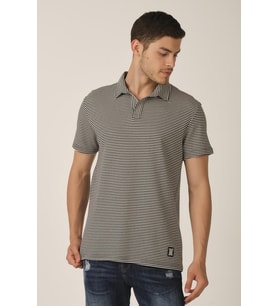 ALEXANDERGARDI DÜĞMESİZ POLO YAKA T-SHİRT (E21-84000) (Siyah & Beyaz)