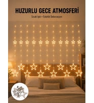 Yıldız Desenli Perde Tipi Peri Led 3x3 Metre Aydınlatma Yeni Nesil