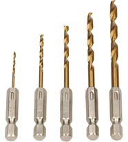 HSS Matkap Ucu Seti 1.5-4.8mm 5-piece ile Hex Shank 1/4 Büküm Matkap Ucu Matkaplar için Metal Ahşap Plastikler Için Akülü Tornavida