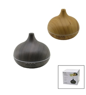 AHŞAP DESENLİ 500ML FİŞ ŞARJLI - KUMANDALI - LED IŞIK HALKASI HAVA NEMLENDİRİCİ BUHAR MAKİNE - KOKU GİDERİCİ GO-53-vice