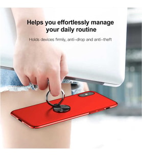 iPhone X/XS 5.8 Orijial Baseus Ring Bracket Yüzüklü İnce Kılıf (Kırmızı)