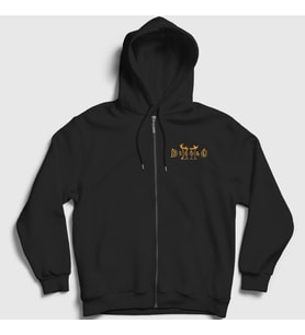 Presmono Unisex Siyah Logo Oyun Diablo ii Fermuarlı Kapüşonlu Sweatshirt 323790tt