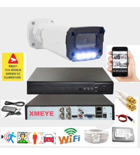 1 li Hareket Algılayan 5 MP Lens 4 Warm Led Gece Renkli Gösteren Güvenlik Kamerası Seti BS 3404W