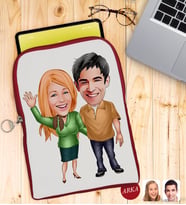 BK Gift Kişiye Özel Sevgililer Karikatürlü Taşınabilir Koruyucu Tablet Kılıfı & Organizer Çanta - Kırmızı-110