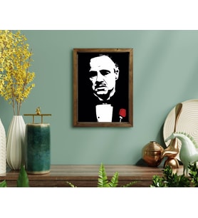 BK Home Godfather Baba Tasarımlı Doğal Masif Ahşap Çerçeveli Tablo-20