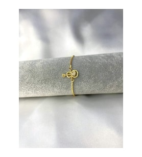 Gold Gitar Kalp Detaylı Zirkon Taşlı Bileklik Ayarlanabilir Şık Zincir (Karışık)