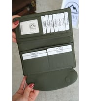 Telefon Bölmeli Hakiki Deri Kadın Cüzdan Yeşil (Yeşil)