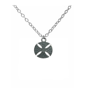 Yuvarlak Çerçeveli Haç Figürlü Unisex Kolye – 60 cm Zincirli, Gotik & Minimal Metal Takı (Gümüş)