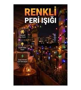 5 Metre Şeffaf Kablolu LED Peri Işığı – 50 Ampullü Dekoratif Aydınlatma