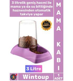 #Mama Kedi Köpek Otomatik Akıllı Hazne Plastik Büyük Boy Kaliteli Şık Hazneli Su Mama Kabı 3 Litre