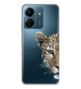 Xiaomi Redmi 13C Uyumlu Kaplan Desenli Şeffaf Telefon Kılıfı