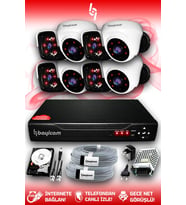 BAYICAM 8 Kameralı Panda 4 İç Kamera Set 320 GB HDD Full HD Gece Görüşlü Güvenlik Kamerası Sistemi