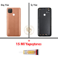 Infinix Hot 10İ Bakır Uyumlu Lensli Arka Kapak + B7000 Yapıştırıcı Arka Cam Batarya Pil Kapağı