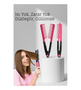 Manuel V Tipi Keratin Saç Düzleştirici - Isısız, Taraklı Saç Maşası  Pratik ve Taşınabilir 722360