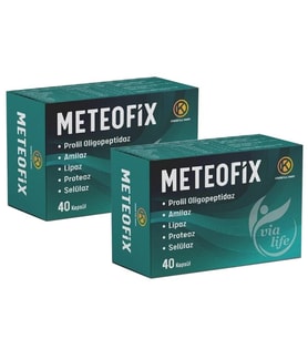 Meteofix Propil Oligopeptidaz, Amilaz, Lipaz, Proteaj, Selülaz, Bromelain, Zencefil Sindirim Enzimler 40 Kapsül - 2'li