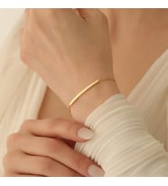 925 Ayar Gümüş İnce Bar Bileklik - 3mm (Gold)