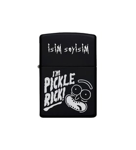Pickle Rick Desenli Kişiye Özel İsimli Benzinli Siyah Metal Çakmak
