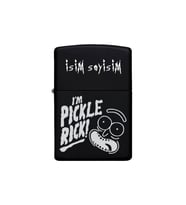 Pickle Rick Desenli Kişiye Özel İsimli Benzinli Siyah Metal Çakmak