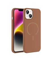 Apple iPhone 13 Uyumlu Kılıf M-safe Şarj Özellikli Zore Meta Kapak (Kahverengi)
