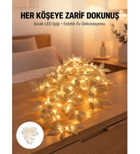 Yaprak Şekilli Gümüş LED Işık Pilli Dekoratif Aydınlatma