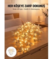 Yaprak Şekilli Gümüş LED Işık Pilli Dekoratif Aydınlatma