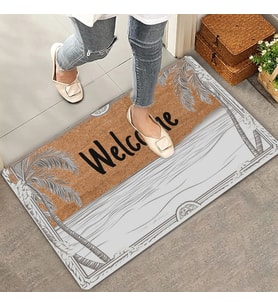 Valerine Life Deniz ve Manzaralı Welcome Kapı Önü Paspası 45x70cm (Beyaz)