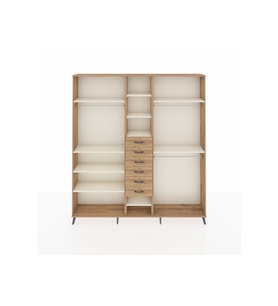 Arges Dolap 10 Raflı 6 Çekmeceli 3 Askılı 220x30x243 Çam-Aytaşı/Çam