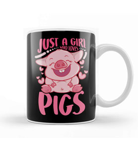 Adorable Just a Girl Who Loves Pigs Cute Piglet Kupa Bardak Porselen