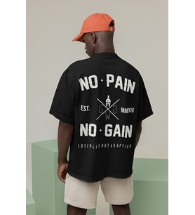 No Pain No Gain Baskılı Unisex Oversize Losing Is Not An Option Yazılı Tişört