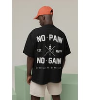 No Pain No Gain Baskılı Unisex Oversize Losing Is Not An Option Yazılı Tişört