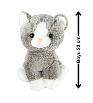 Peluş Oyuncak Oturan Kedi 23 cm Oyun Arkadaşım Uyku Arkadaşı Yüksek Kalite Peluş Yastık Hediyelik (Gri)
