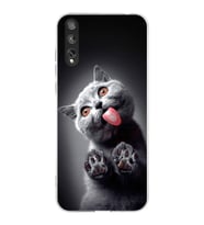 PrintiFy Huawei Y8P ile Uyumlu Kedi 2 Kamera Korumalı Şeffaf Kılıf