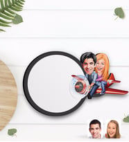 BK Gift Kişiye Özel Sevgililer Karikatürlü Ahşap Bardak Altlığı-11