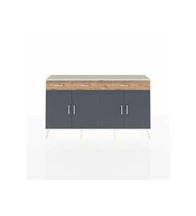 Arges Konsol 4 Raflı 3 Çekmeceli 4 Kapaklı 176x30x99 Aytaşı-Antrasit/Çam