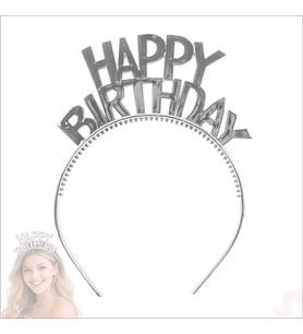Happy Birthday Plastik Taç - Gümüş