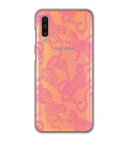 Samsung Galaxy A70 Uyumlu Pembe Leopar Desenli Şeffaf Telefon Kılıfı