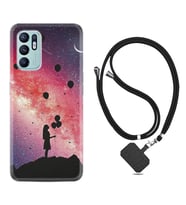 Oppo Reno 6 Kılıf Resimli Boyun Askılı İpli Desenli Silikon Flowers Cat 2 1349