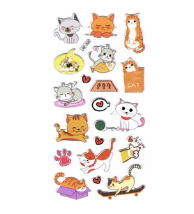 Sticker Kabartmalı Stiker Defter, Planlayıcı Etiket (lre-006) -17X9 cm - Komik Kaykay Kedi