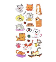 Sticker Kabartmalı Stiker Defter, Planlayıcı Etiket (lre-006) -17X9 cm - Komik Kaykay Kedi
