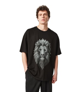Galatasaray Orijinal Lisanslı Aslan Baskılı Siyah Erkek T-Shirt