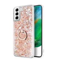 Microsonic Samsung Galaxy S21 FE Kılıf Glitter Liquid Holder Gold