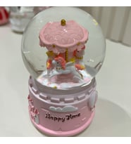 Atlı Karınca Işıklı Müzikli Orta Boy Kar Küresi Tky0400 (Pudra Pembe)