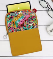 BK Gift Modern Soyut Tasarımlı Taşınabilir Koruyucu Tablet Kılıfı & Organizer Çanta - Sarı-1