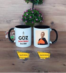 Göz Doktoru Kupa Bardak Siyah Fotoğraflı Tıp Bayramı Hediyesi