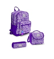 Coral High Mor Beyaz Geometrik Desenli 3'lü Okul Çanta Seti SET0123683 - Kız (Çok Renkli)